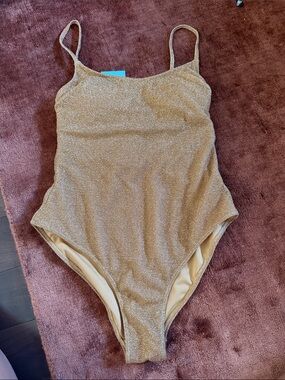 H&M Shimmery Gold One-Piece Swimsuit